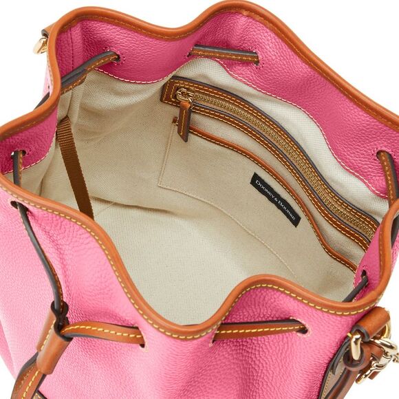 Dooney & Bourke Pebble Grain Drawstring Shoulder Bag - Hot Pink - Picture 3 of 4